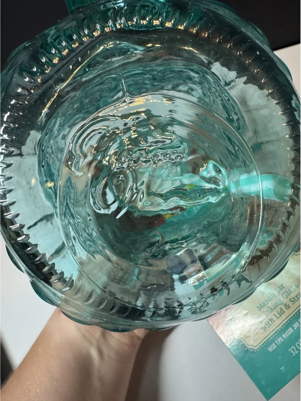 Pioneer Woman Teal Mason Jar Drinking Glass W/Lid & Straw 32 OZ NWT Cassie